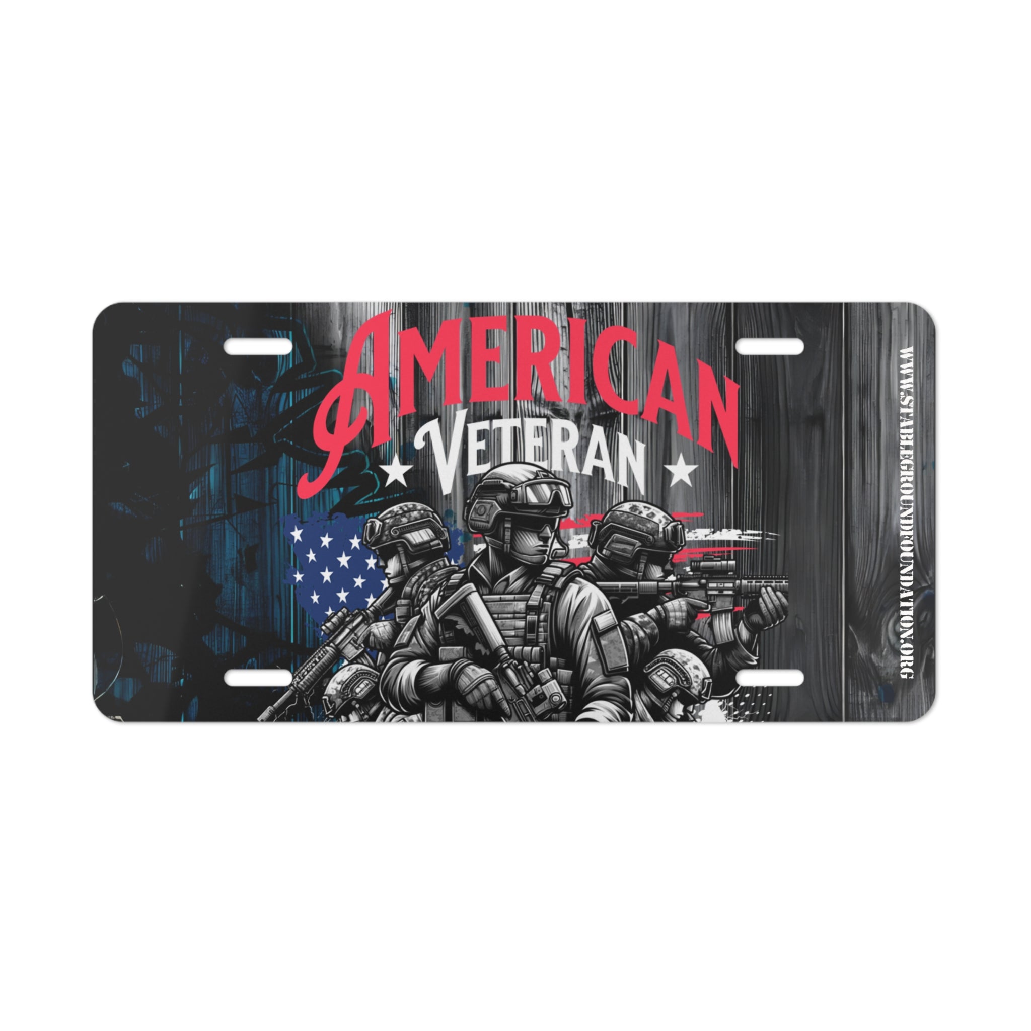 American Veteran License Plate – Patriotic Military Soldier Car Tag