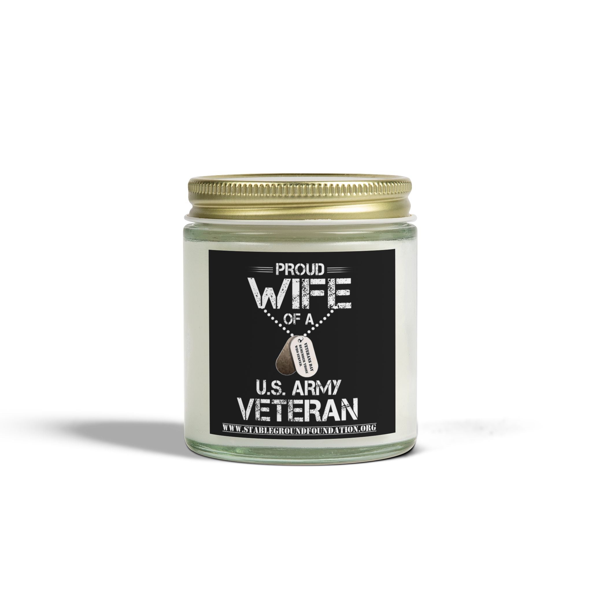 Proud Wife of a U.S. Army Veteran Candle | Patriotic Military Spouse Gift