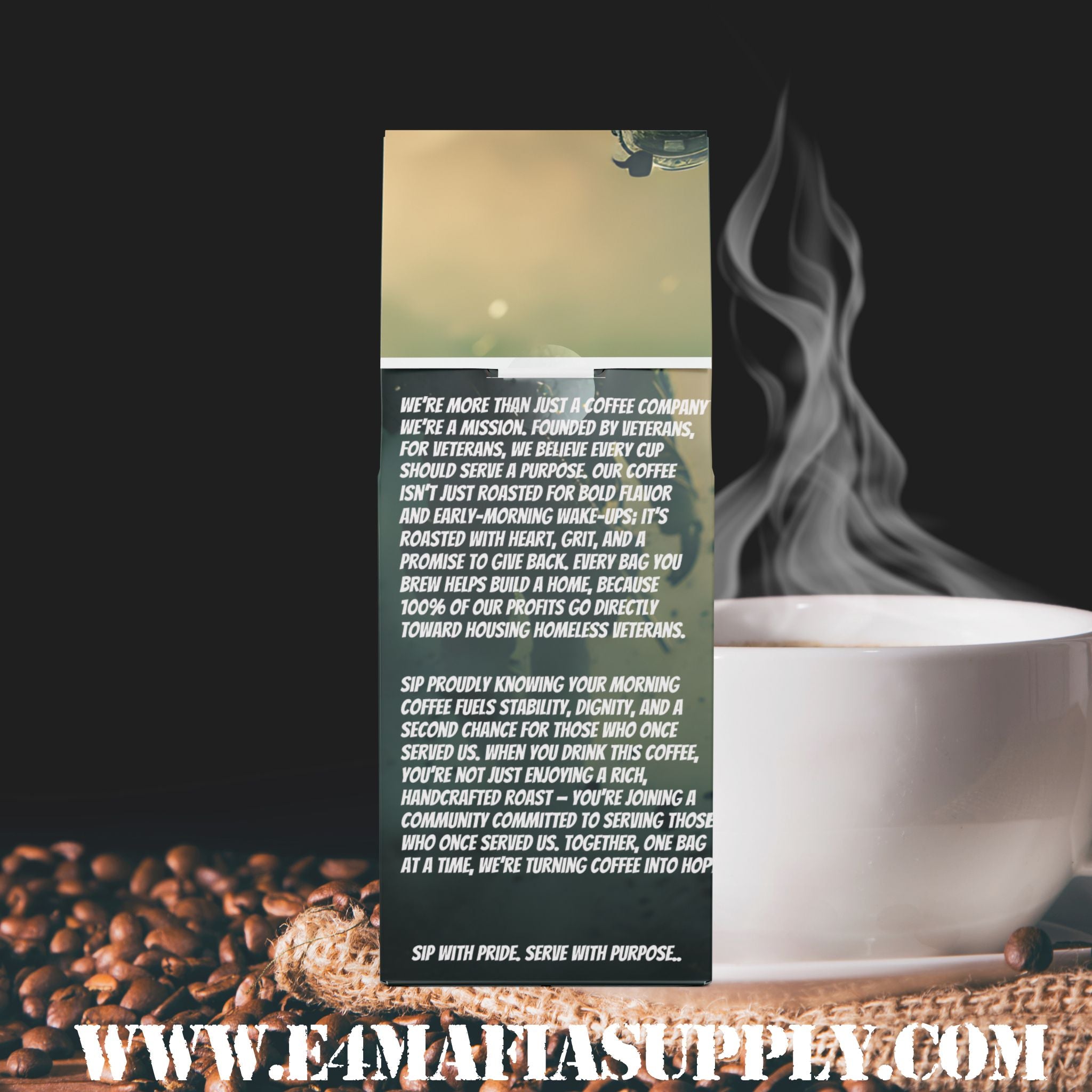 Ranger’s Rest – Patriotic Veteran Coffee Blend with American Flag and Skull Design