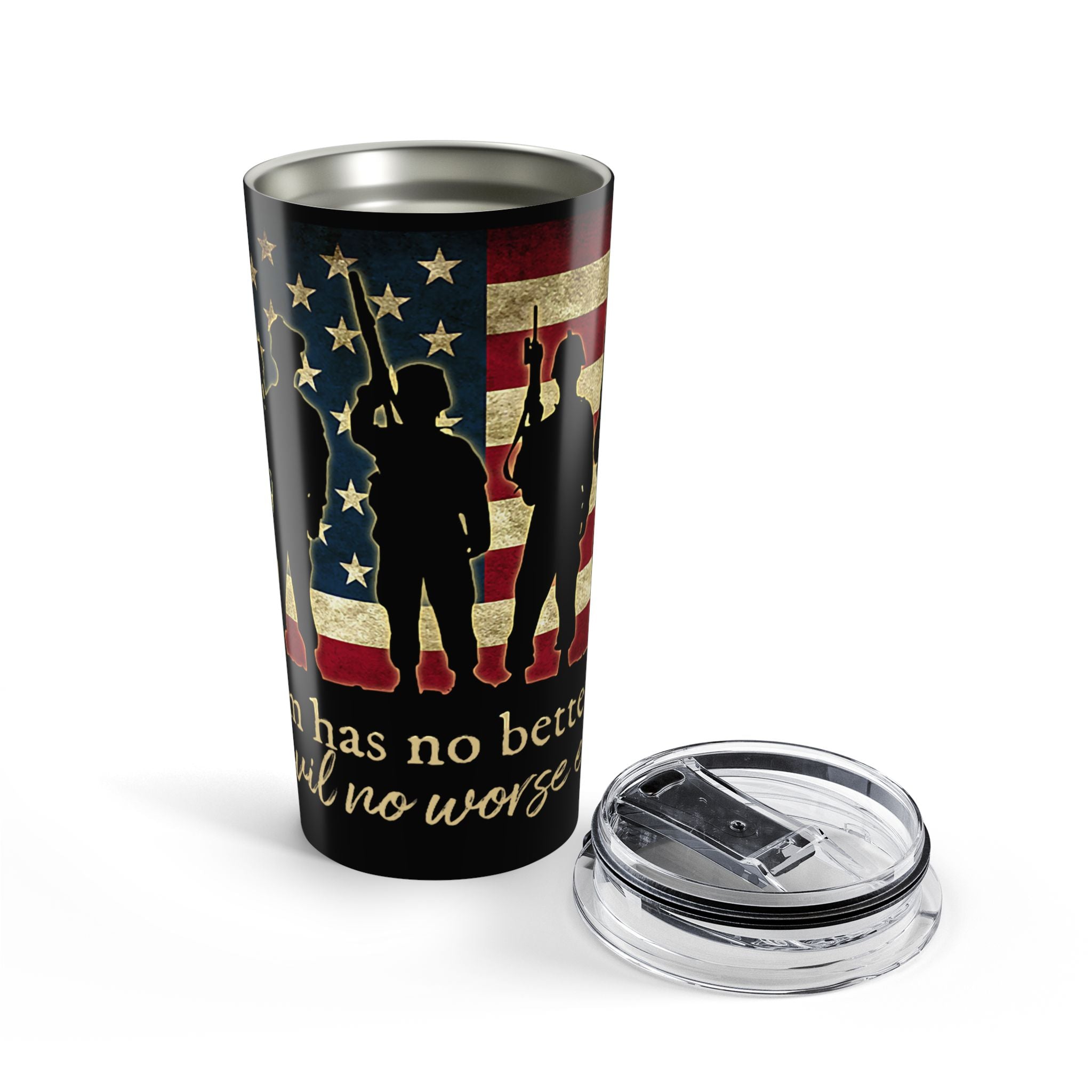 Brothers in Arms — Patriotic Silhouette Tumbler Honoring America’s Finest