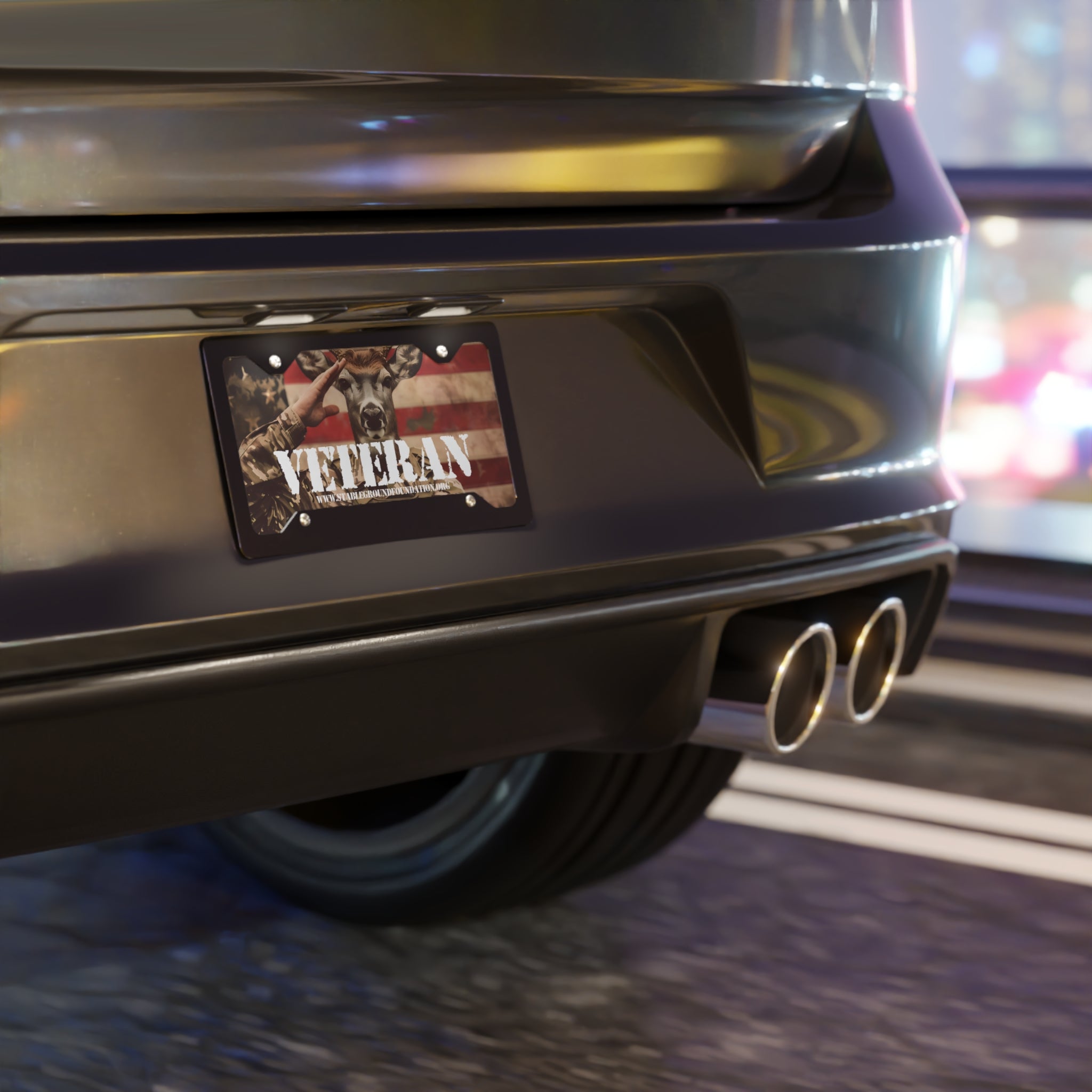 Deerly Proud Veteran – Funny Patriotic License Plate