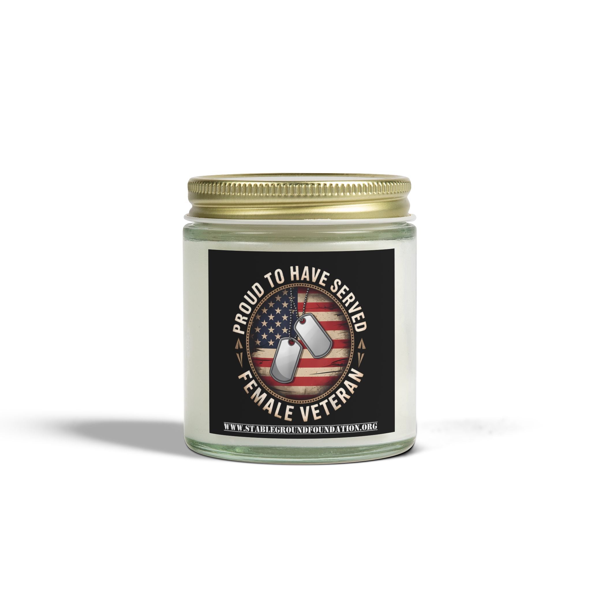 Proud to Have Served Candle – Female Veteran American Flag Tribute Candle