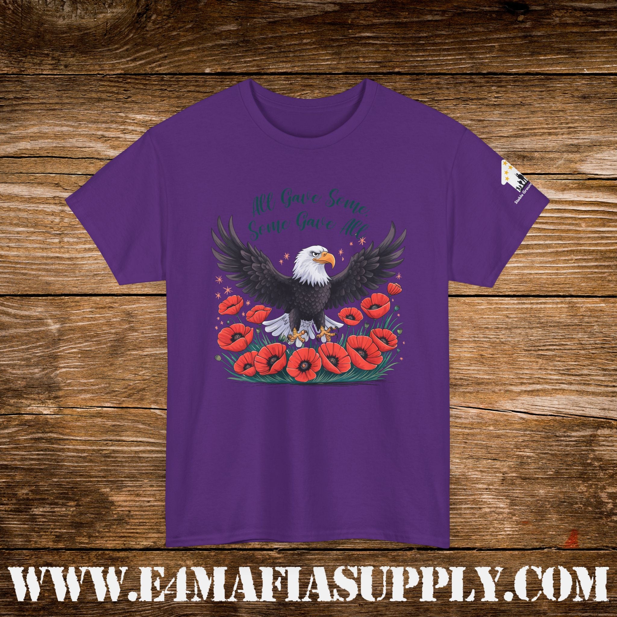 “All Gave Some, Some Gave All” – Bald Eagle & Poppies Memorial Veteran T-Shirt