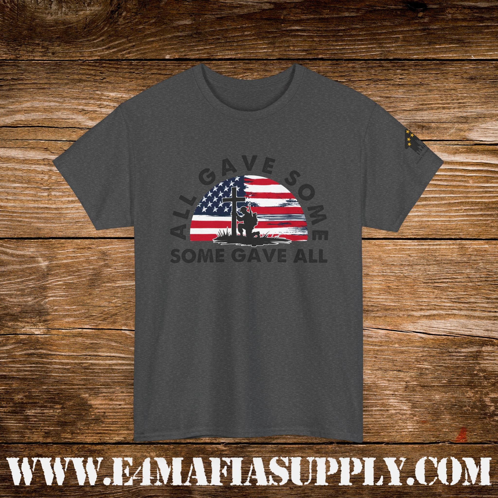 “All Gave Some, Some Gave All” – Soldier Silhouette American Flag Memorial T-Shirt