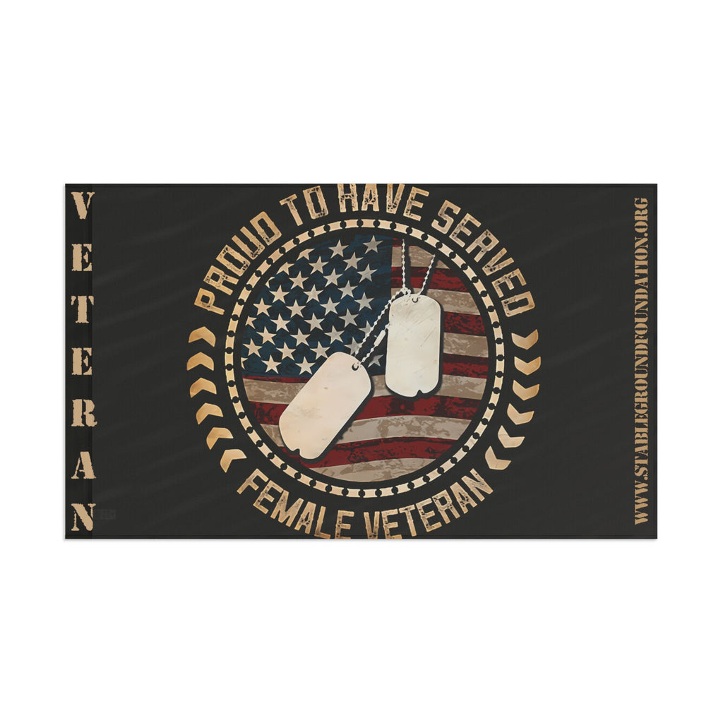 Proud to Have Served — Tan Female Veteran Flag with American Pride