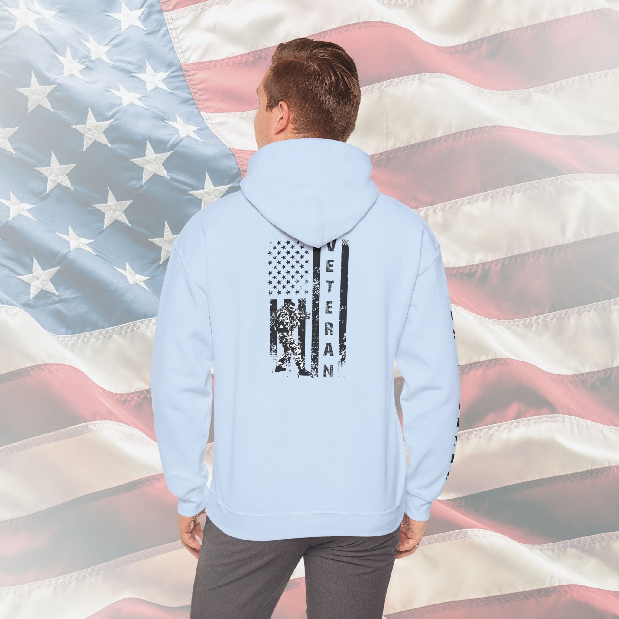 US Marines Vertical Flag Veteran Hoodie