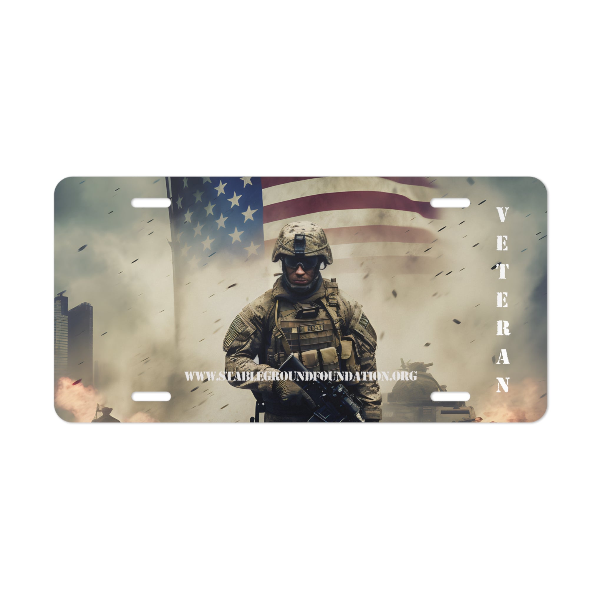 Lone Soldier – Proud Veteran American Flag Plate