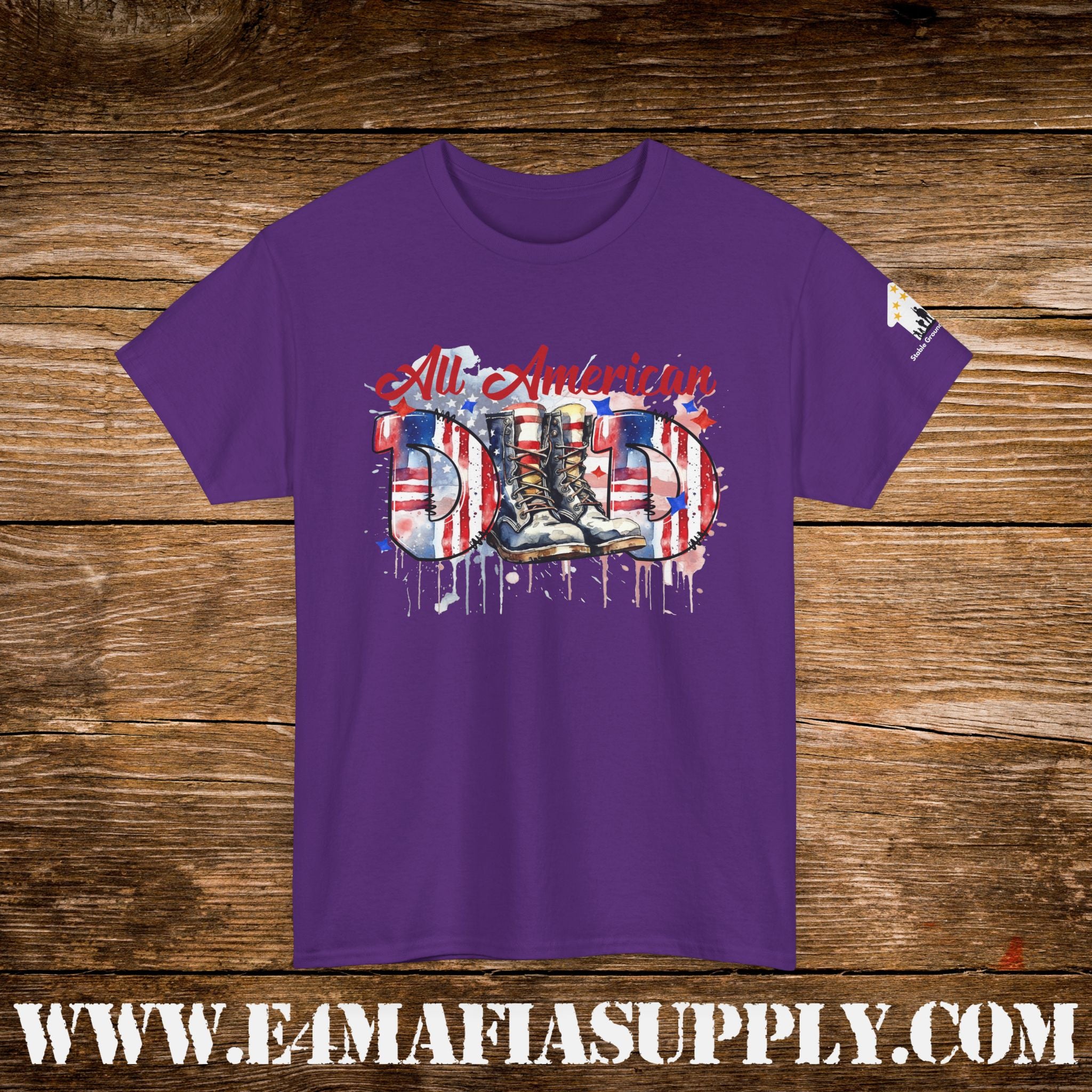 “All American Dad” – Patriotic Flag & Combat Boots T-Shirt