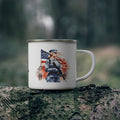Strong Women Coffee Cup – Patriotic Female Soldier Enamel Mug