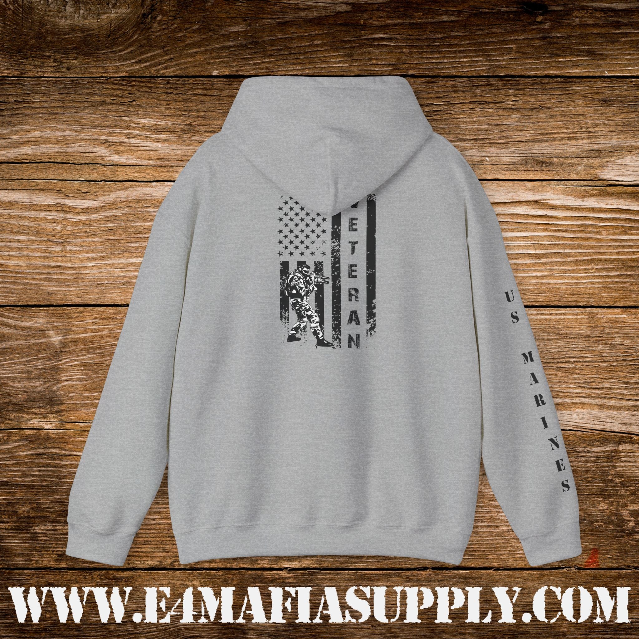 US Marines Vertical Flag Veteran Hoodie