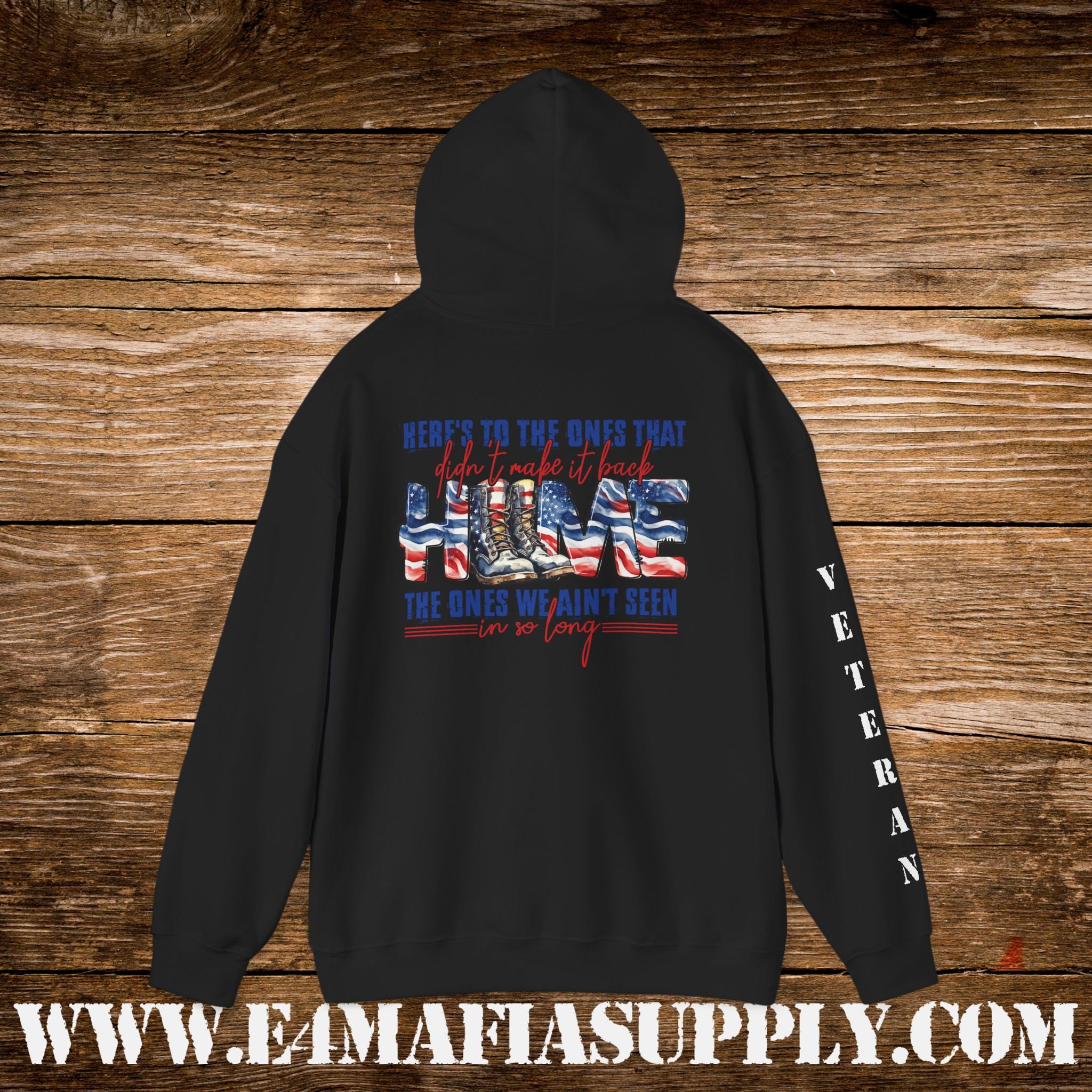 “Here’s to the Ones That Didn’t Make It Home” Patriotic Veteran Memorial Hoodie
