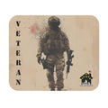 Mouse pad featuring modern soldier in desert combat gear walking forward with rifle symbolizing American veteran courage.