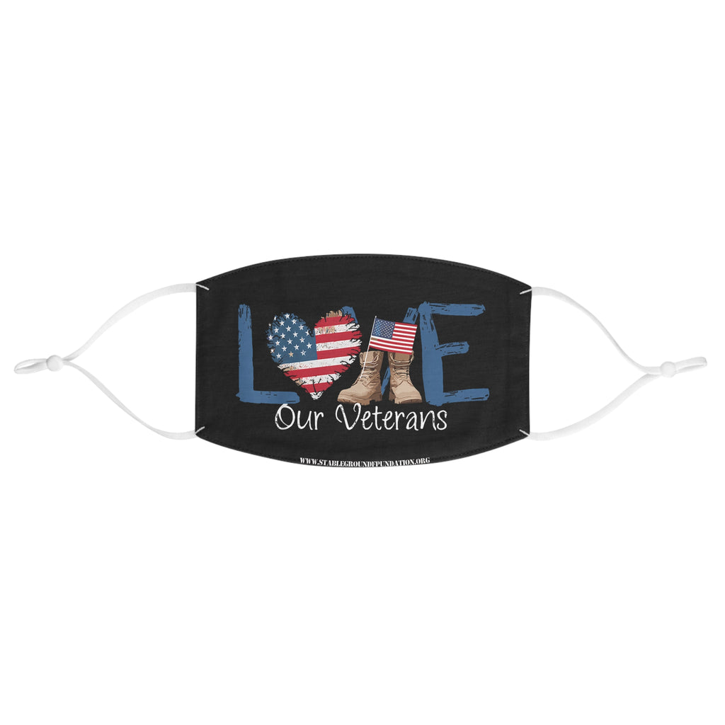 Love Our Veterans – American Flag Heart & Boots Face Mask